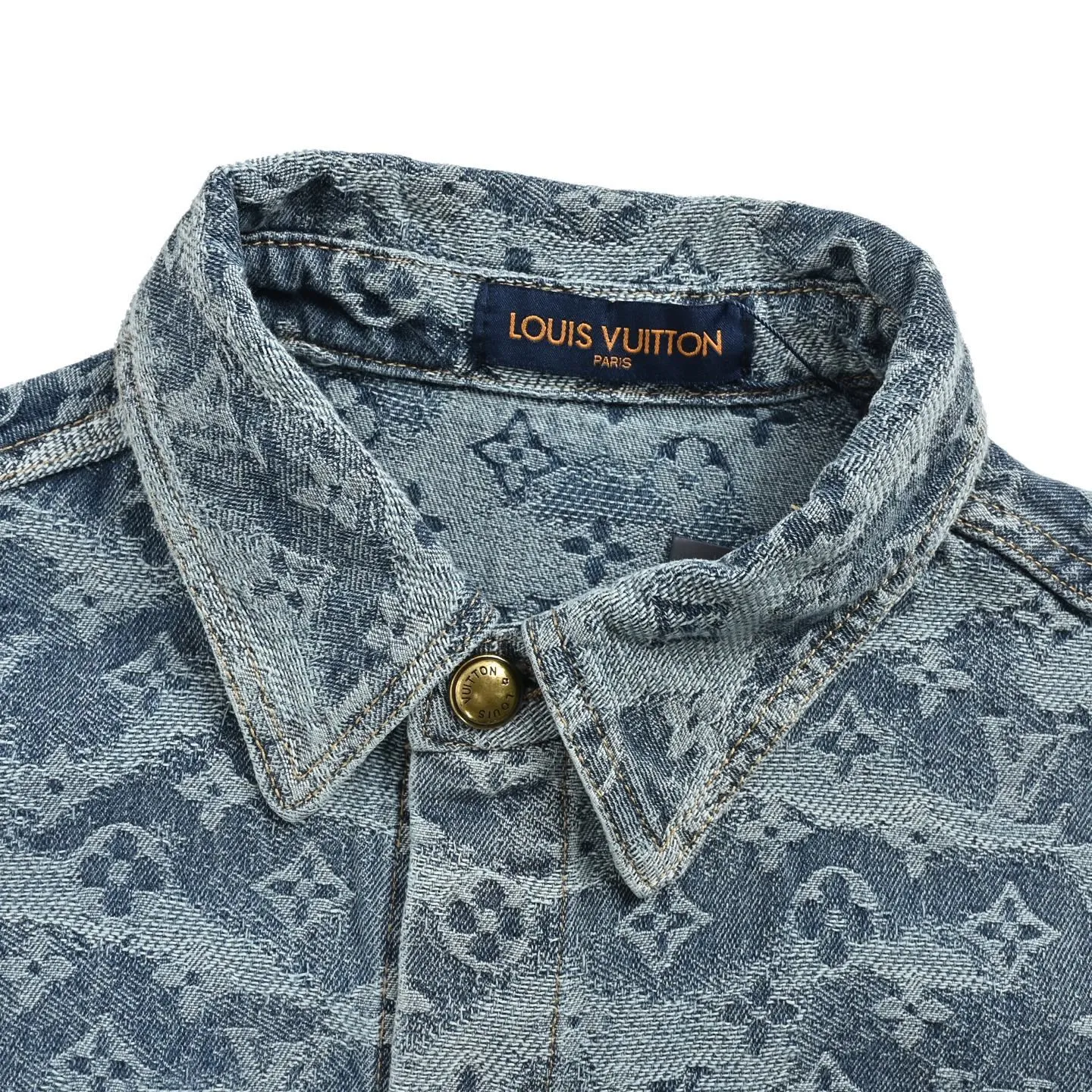 Louis Vuitton/Louis Vuitton cloud old flower jacquard suit denim short-sleeved shirt